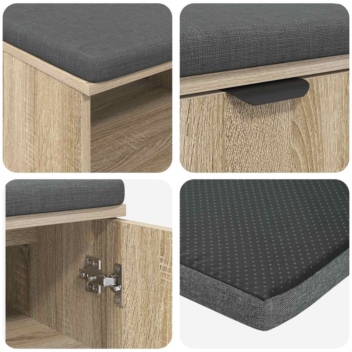 Flurbank mit Kissen mit Regal Sonoma-Eiche 80 x 38 x 46 cm
