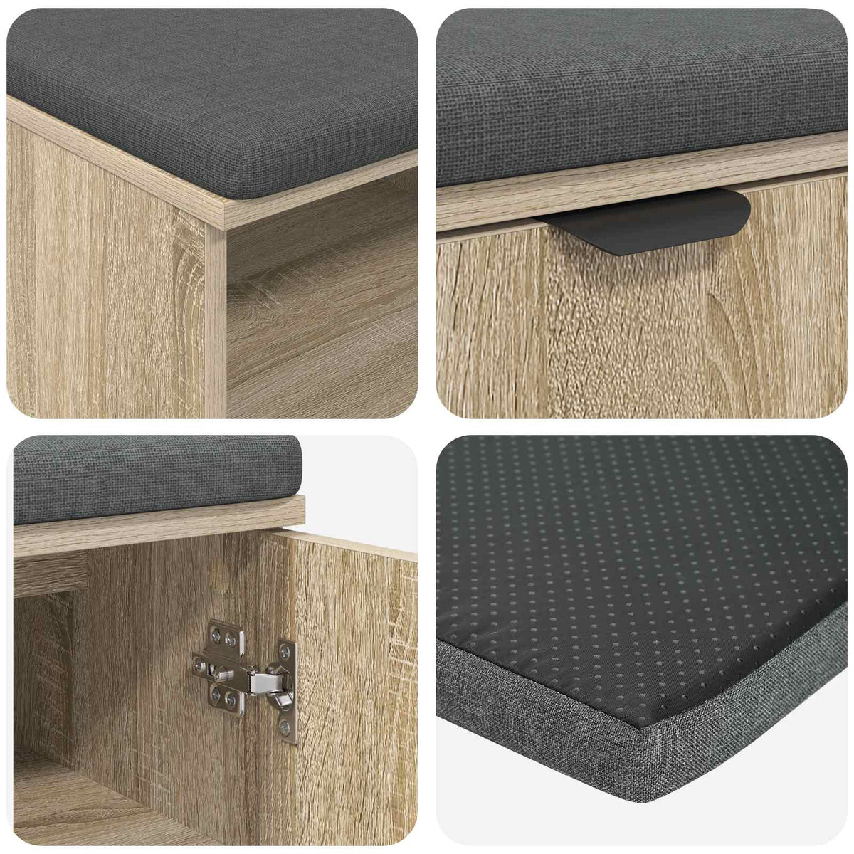 Flurbank mit Kissen mit Regal Sonoma-Eiche 100 x 38 x 46 cm