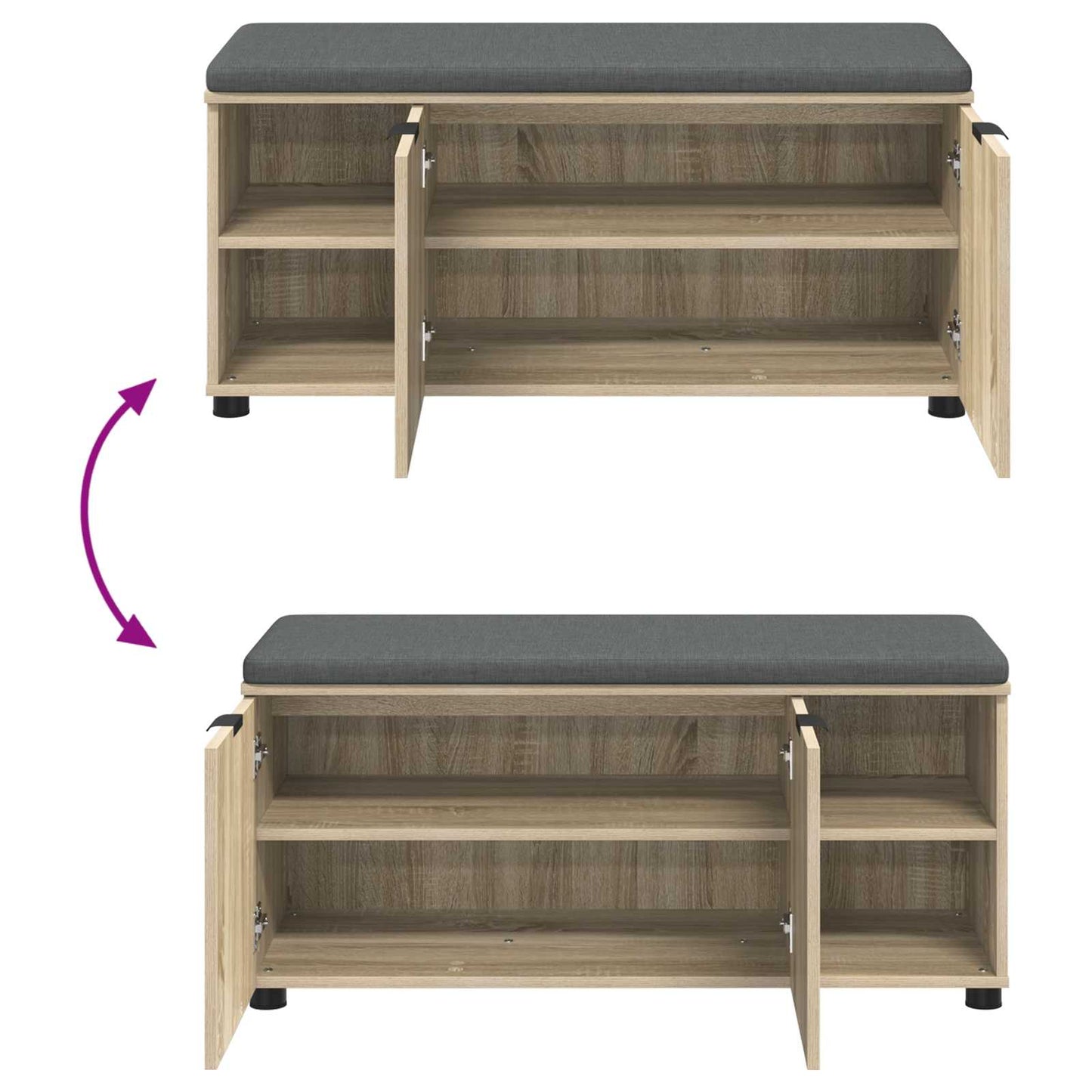 Flurbank mit Kissen mit Regal Sonoma-Eiche 100 x 38 x 46 cm