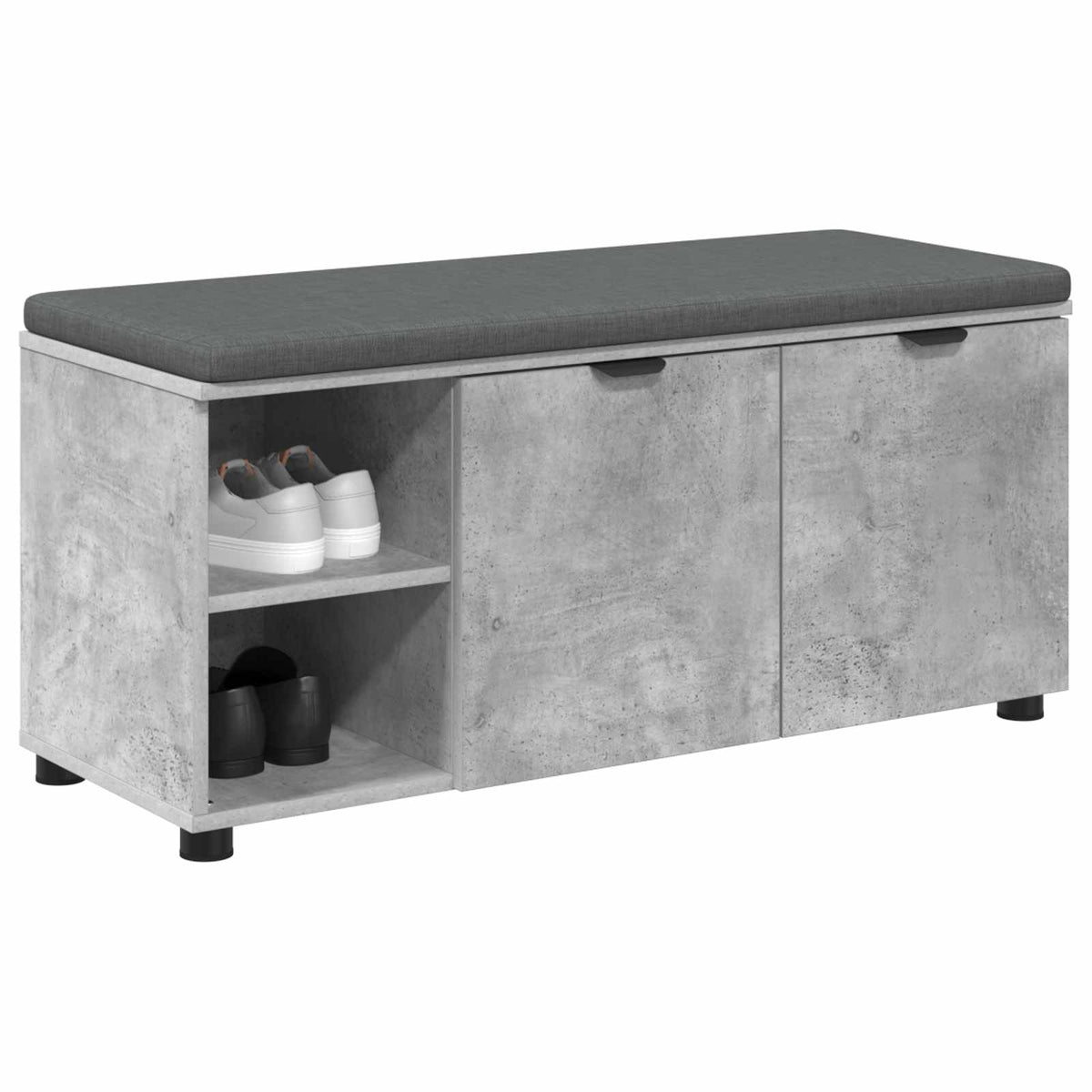 Flurbank mit Kissen mit Regal Betongrau 100 x 38 x 46 cm