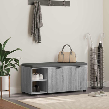 Flurbank mit Kissen mit Regal Graues Sonoma 100 x 38 x 46 cm