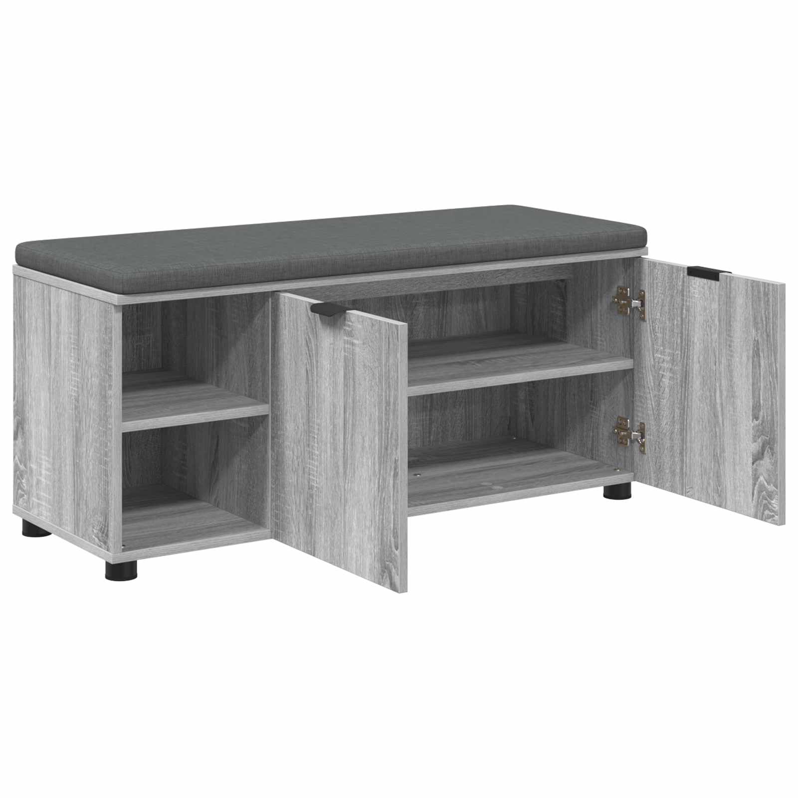 Flurbank mit Kissen mit Regal Graues Sonoma 100 x 38 x 46 cm
