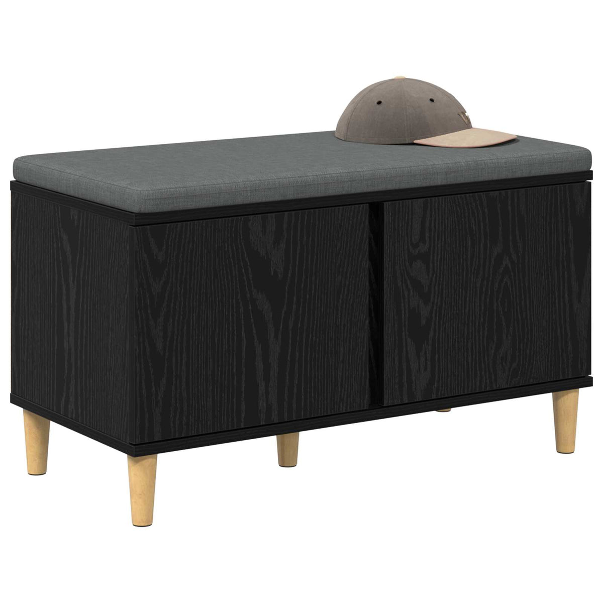 Flurbank mit Kissen mit Speicher Schwarze Eiche 80 x 38 x 46 cm
