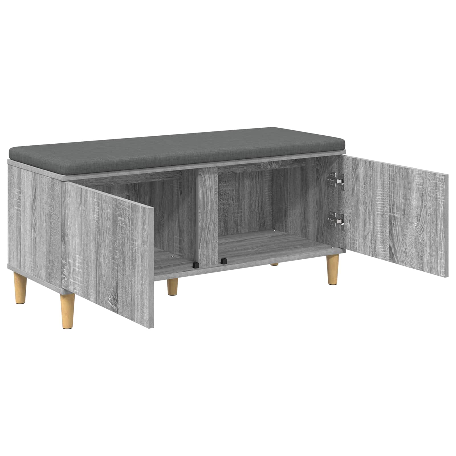 Flurbank mit Kissen mit Speicher Graues Sonoma 100 x 38 x 46 cm