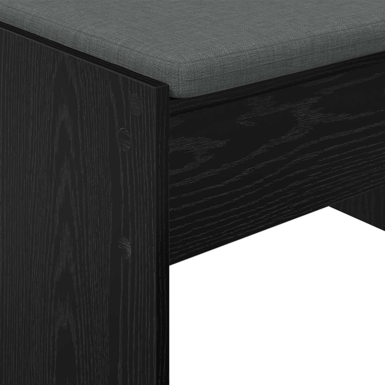 Flurbank mit Kissen Schwarz Eichen-Optik 63 x 38 x 40 cm