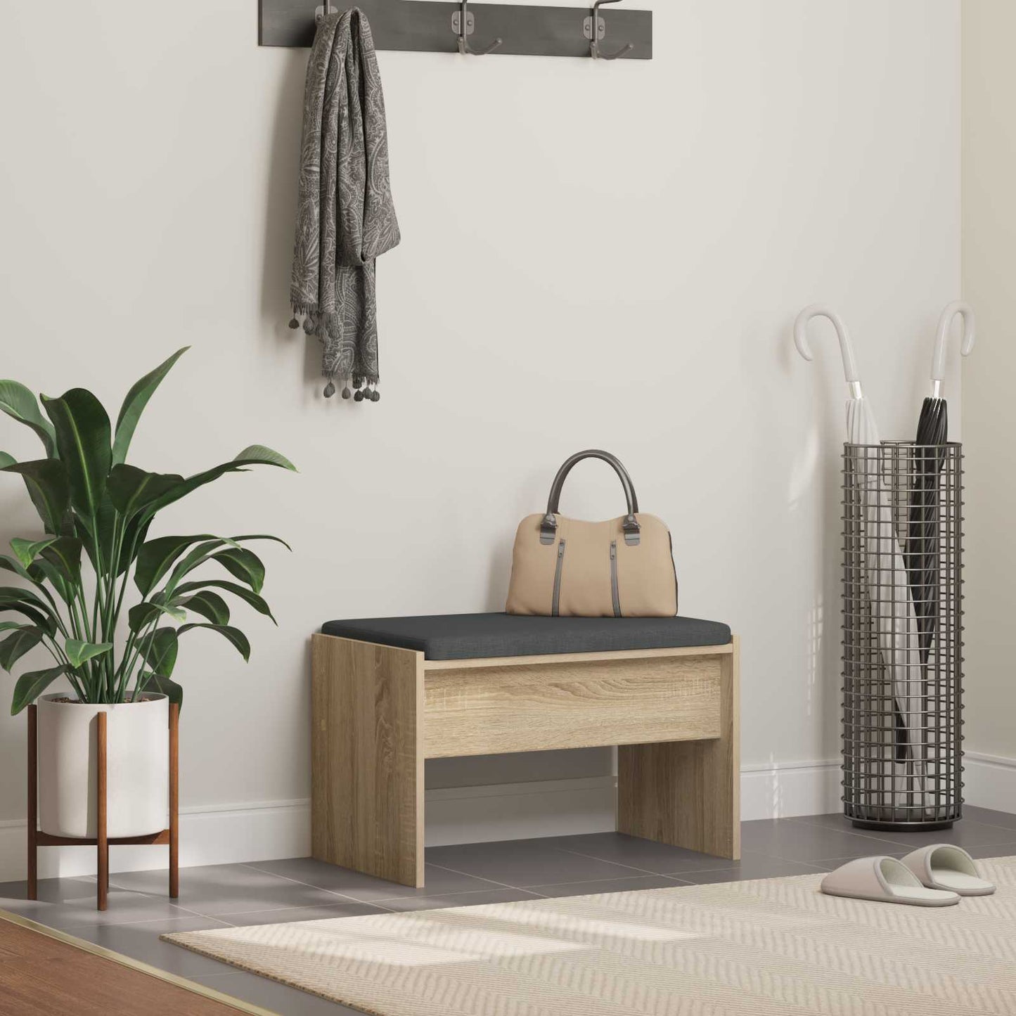 Flurbank mit Kissen Sonoma-Eiche 63 x 38 x 40 cm