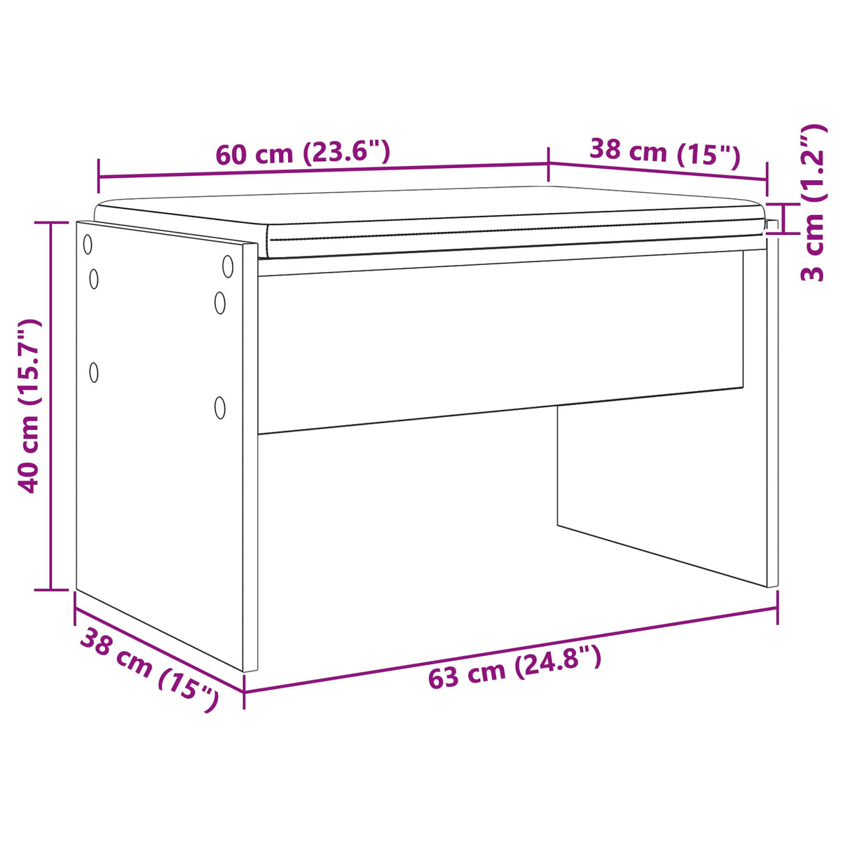 Flurbank Artisan-Eiche 63 x 38 x 40 cm