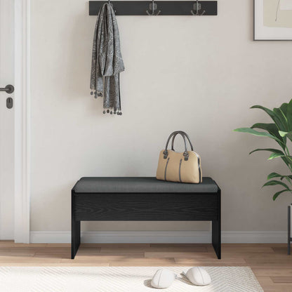 Flurbank mit Kissen Schwarz Eichen-Optik 83 x 38 x 40 cm