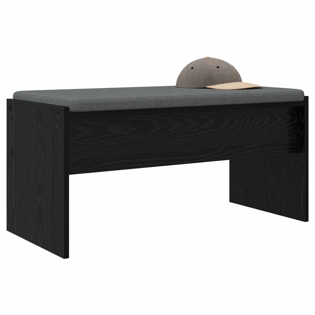 Flurbank mit Kissen Schwarz Eichen-Optik 83 x 38 x 40 cm