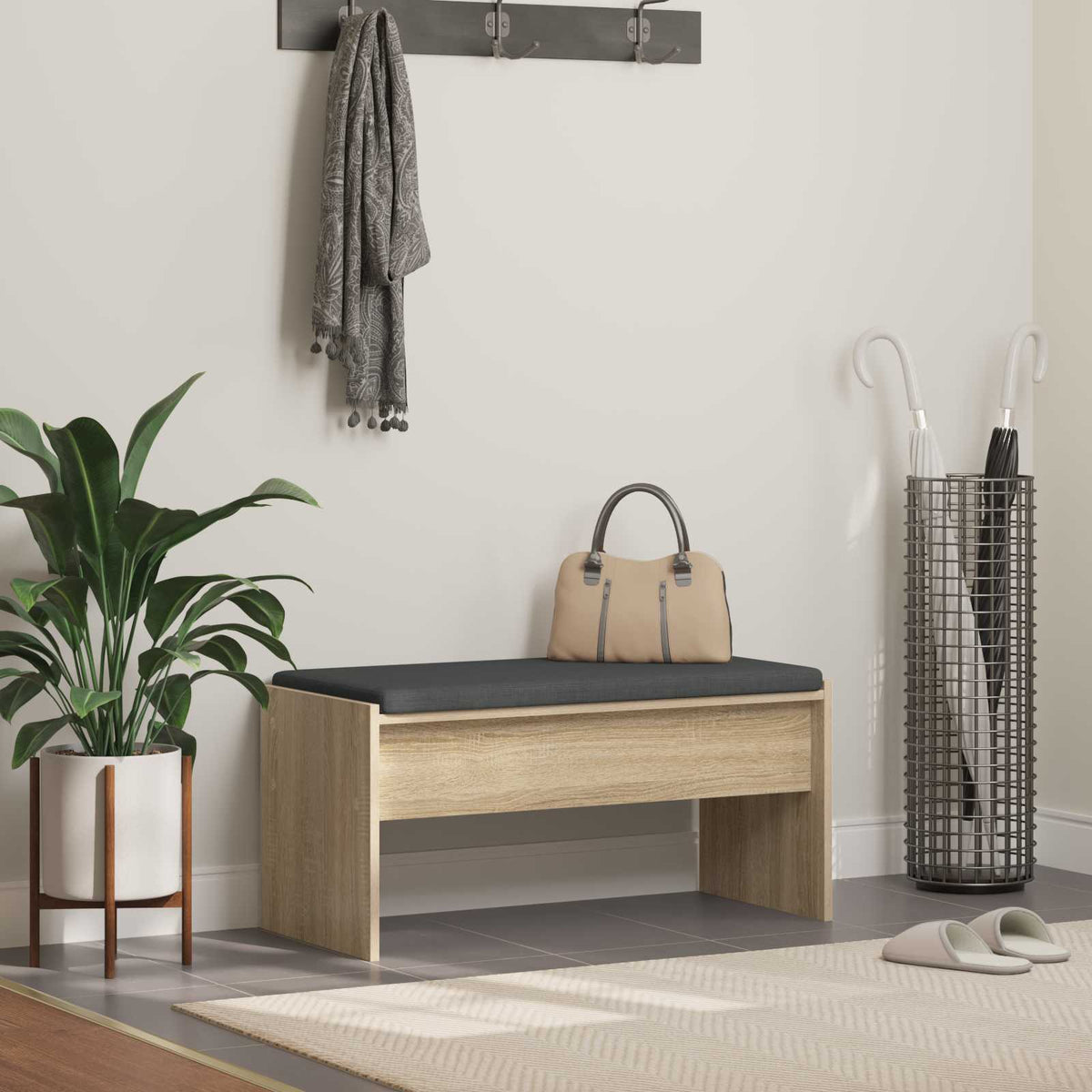Flurbank mit Kissen Sonoma-Eiche 83 x 38 x 40 cm