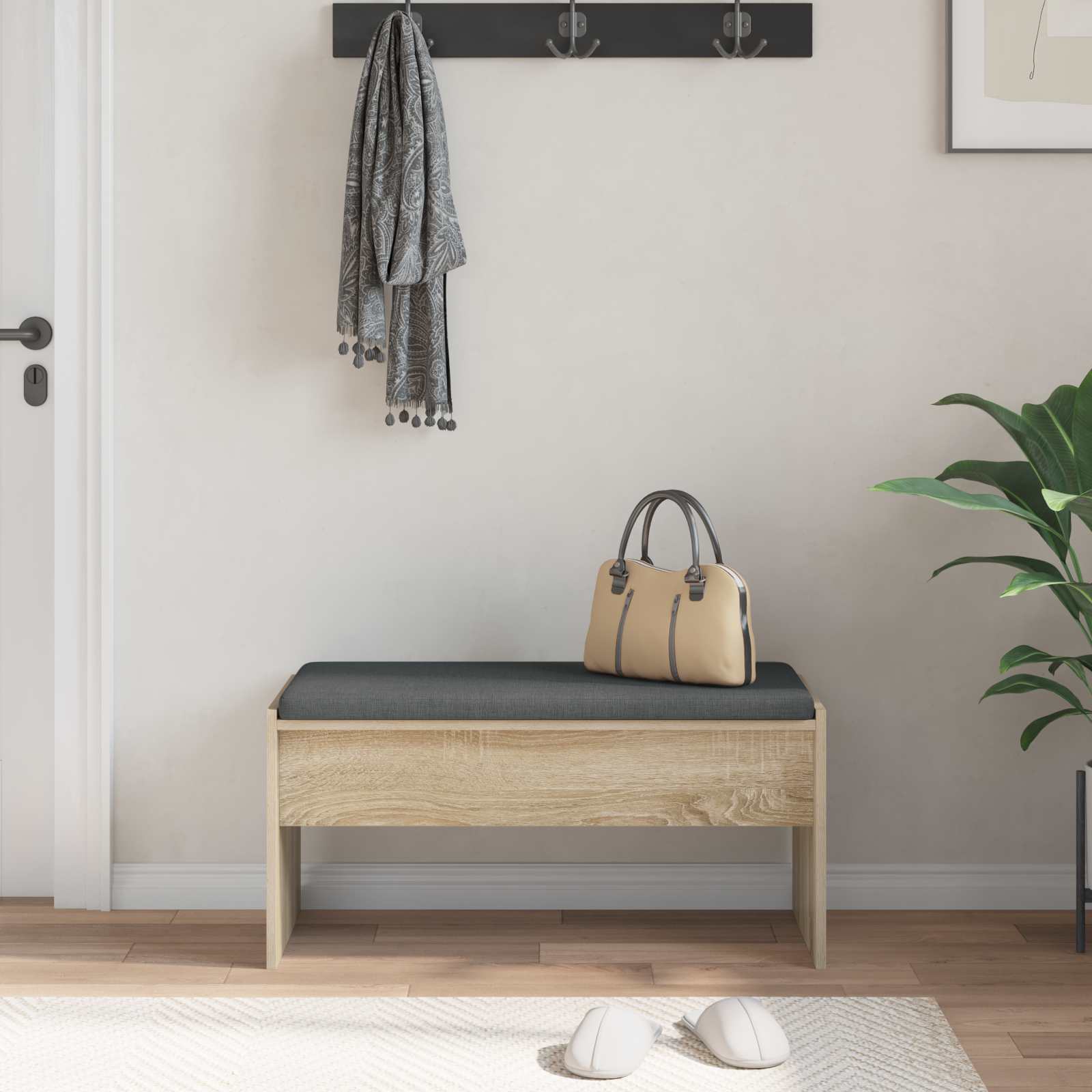 Flurbank mit Kissen Sonoma-Eiche 83 x 38 x 40 cm