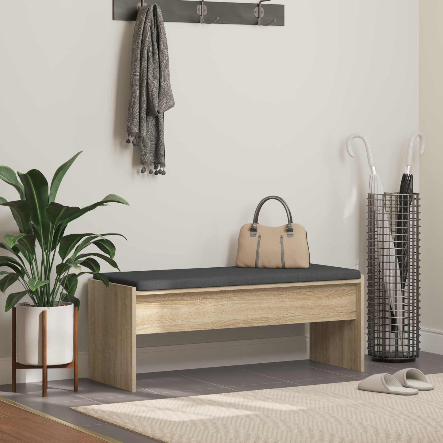 Flurbank mit Kissen Sonoma-Eiche 103 x 38 x 40 cm