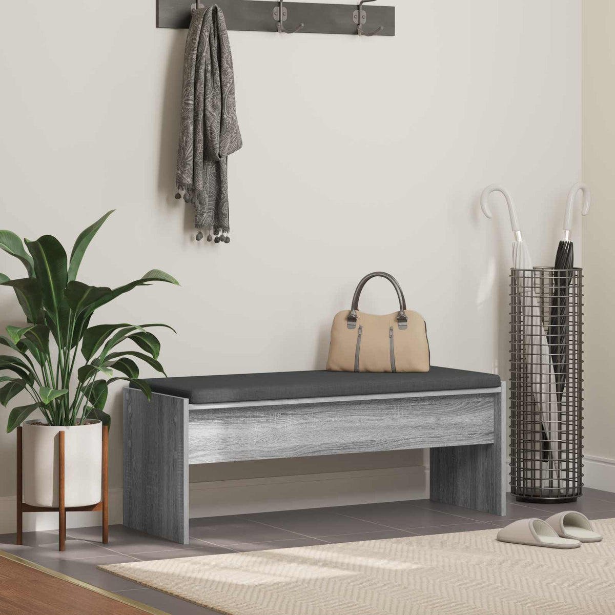 Flurbank mit Kissen Graues Sonoma 103 x 38 x 40 cm