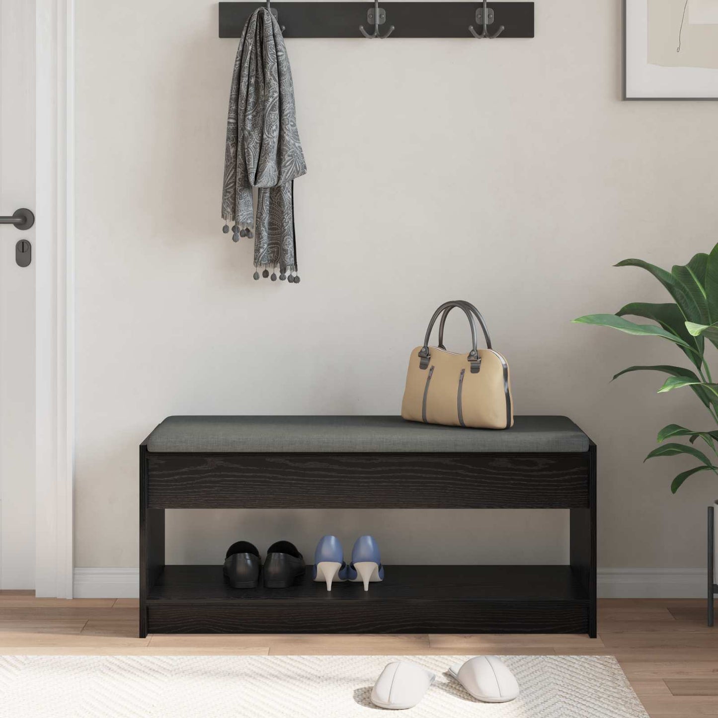 Flurbank Schwarz Eichen-Optik 103 x 38 x 45 cm