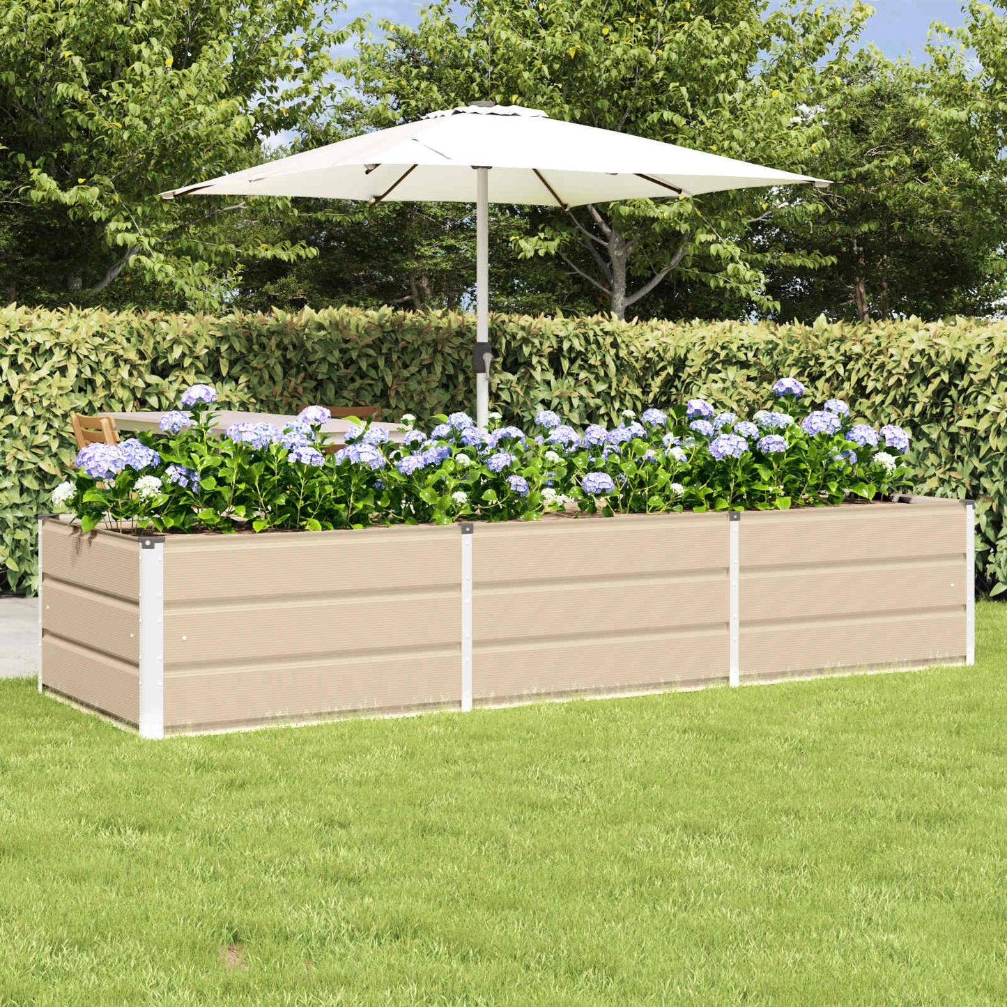 Pflanzkübel Elfenbein 240 x 80 x 45 cm Stahl