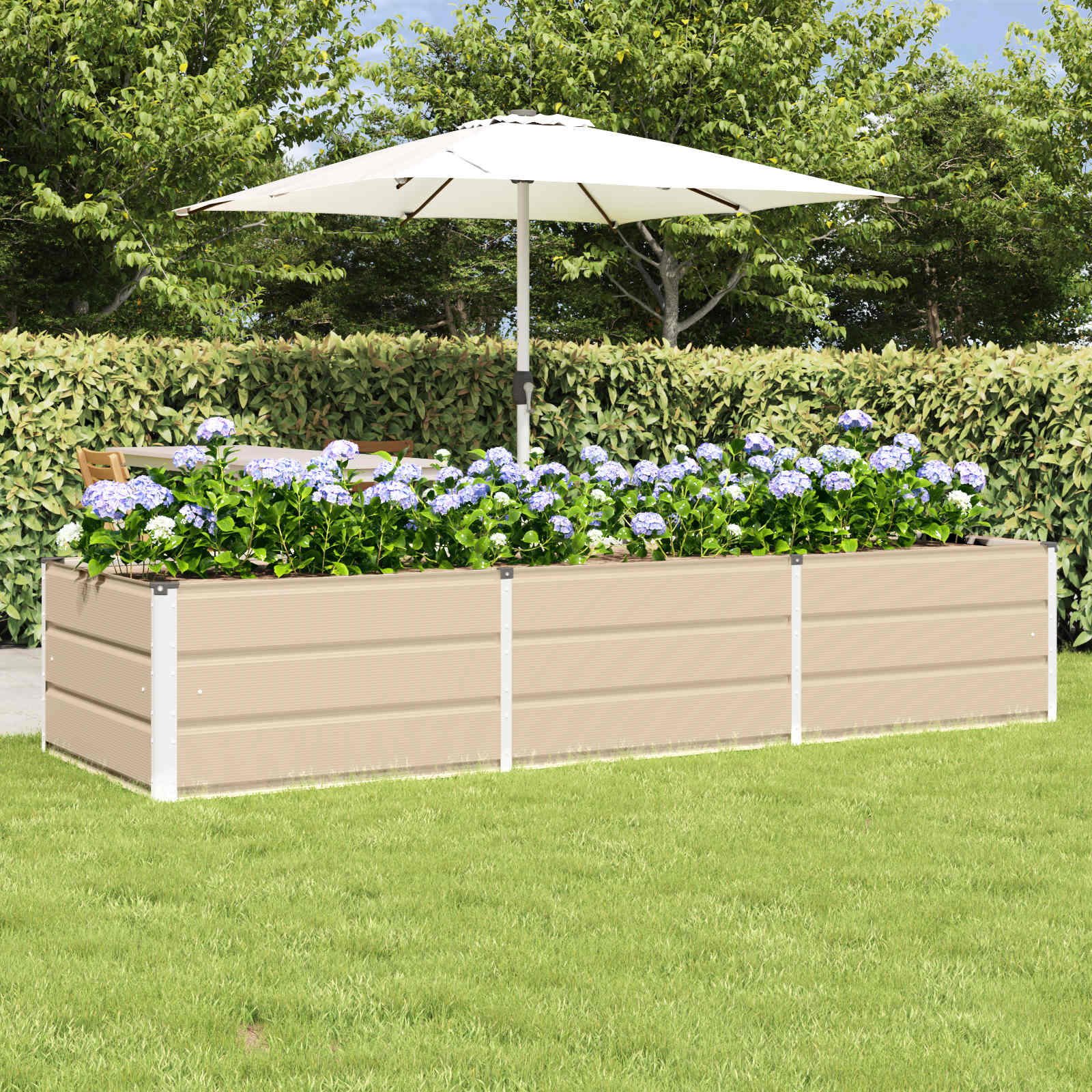 Pflanzkübel Elfenbein 240 x 80 x 45 cm Stahl