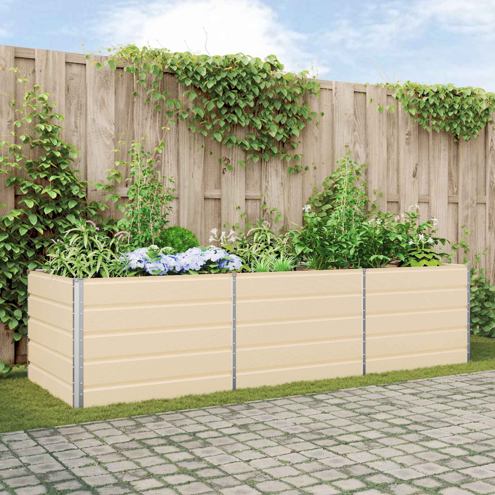 Pflanzkübel Elfenbein 290 x 100 x 75 cm Verzinkter Stahl