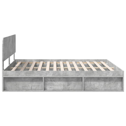 Bettrahmen Betongrau 180 x 200 cm Massives Kiefernholz