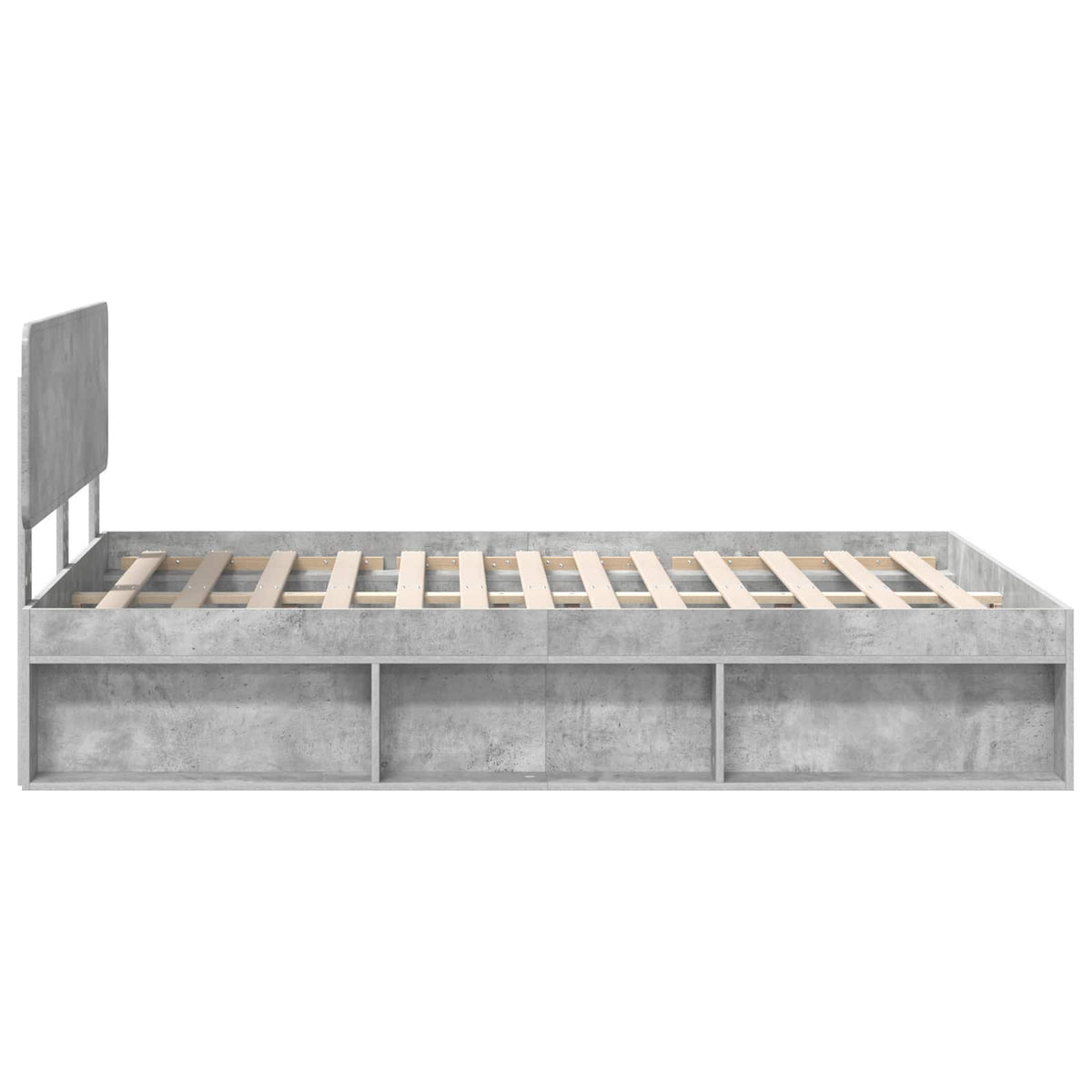 Bettrahmen Betongrau 160 x 200 cm Massives Kiefernholz