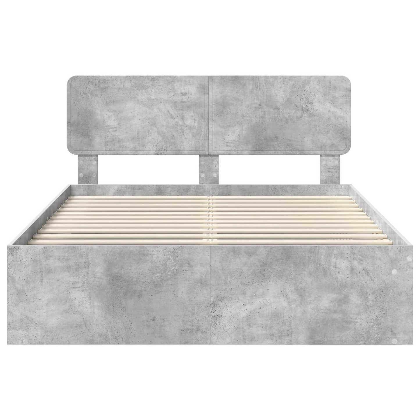 Bettrahmen mit Kopfteil Beton 140 x 190 cm Massives Kiefernholz
