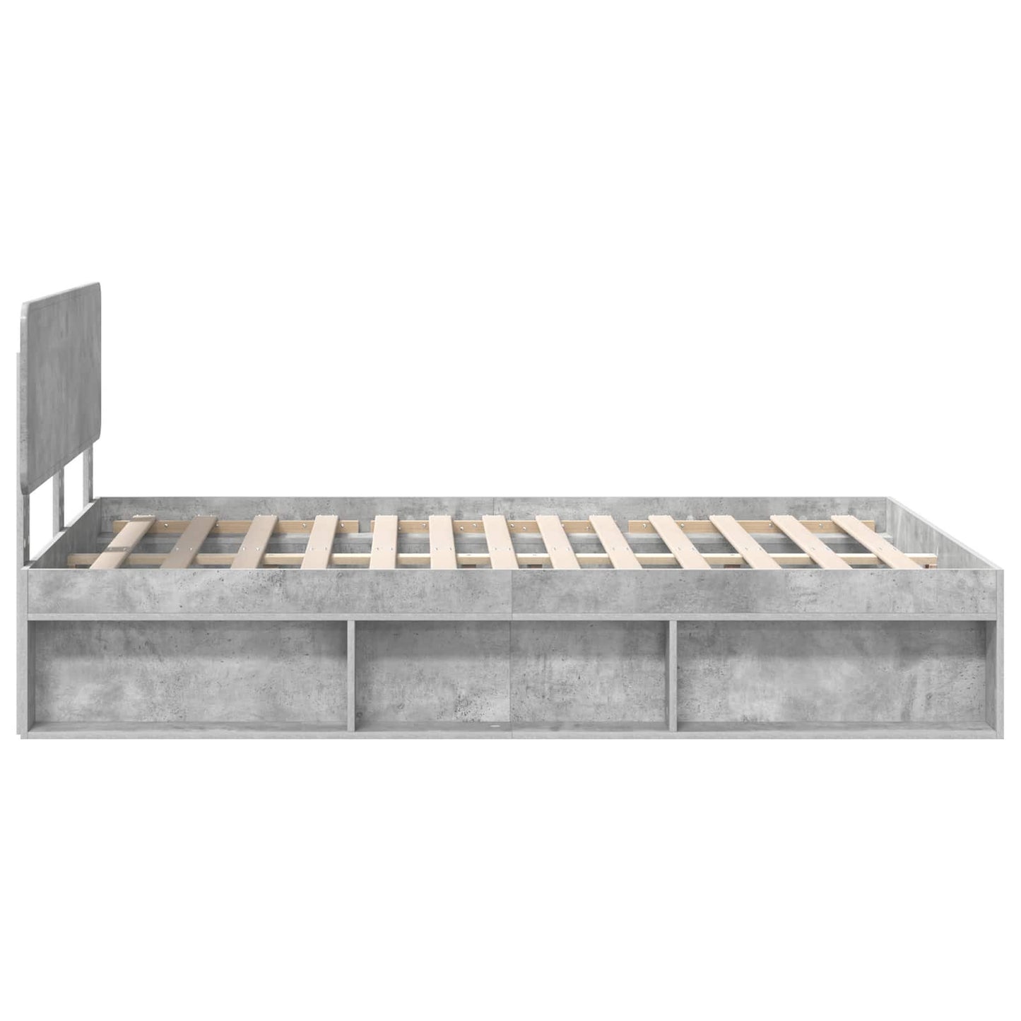 Bettrahmen mit Kopfteil Beton 140 x 190 cm Massives Kiefernholz