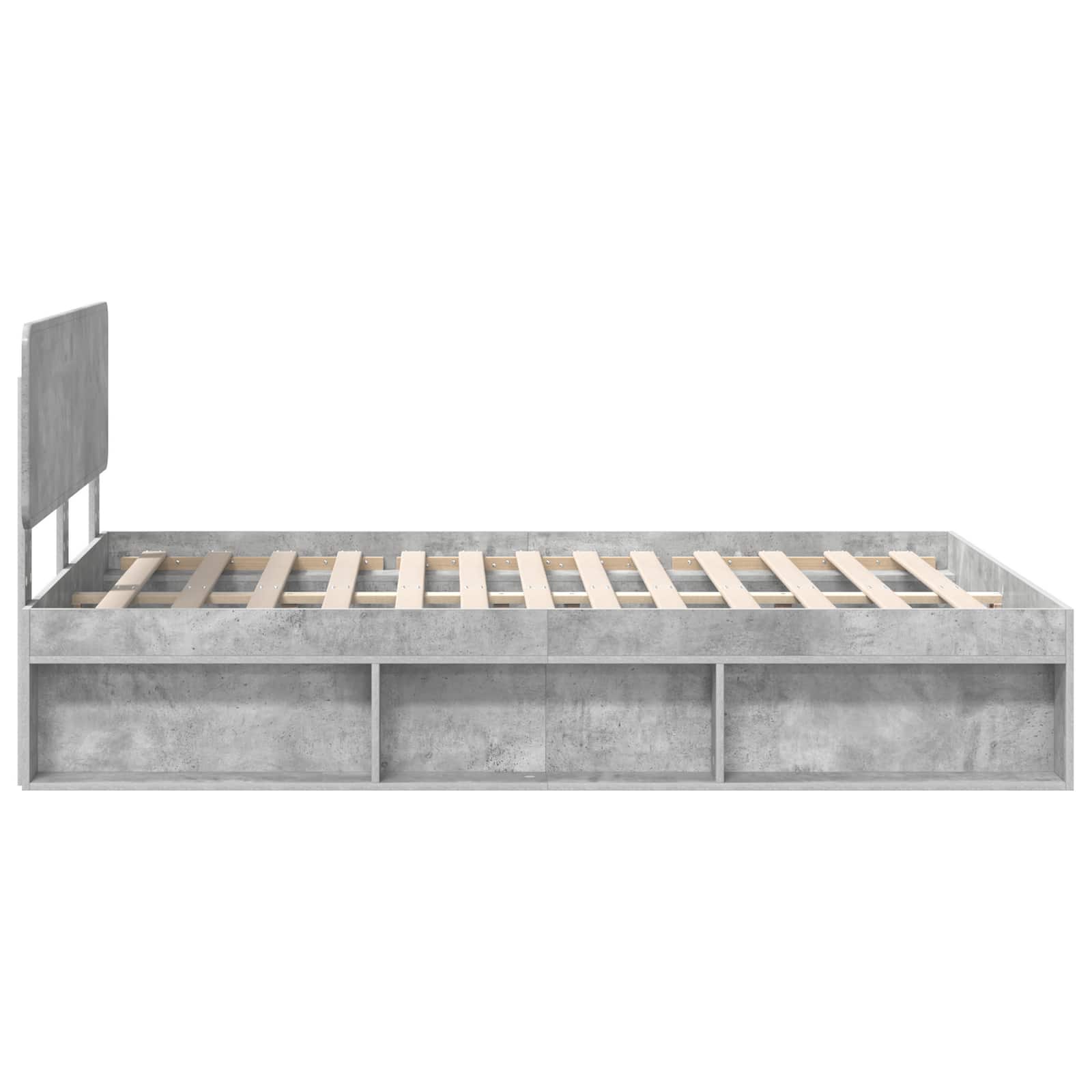 Bettrahmen mit Kopfteil Beton 140 x 190 cm Massives Kiefernholz
