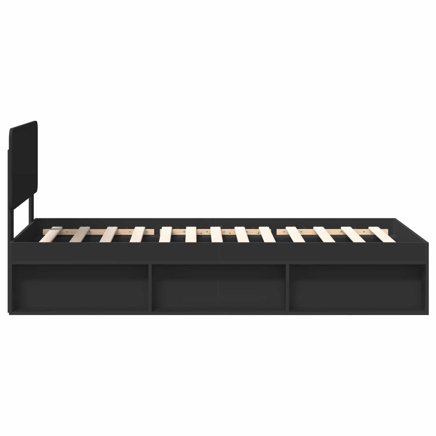 Bettrahmen Schwarz 90 x 190 cm Massives Kiefernholz