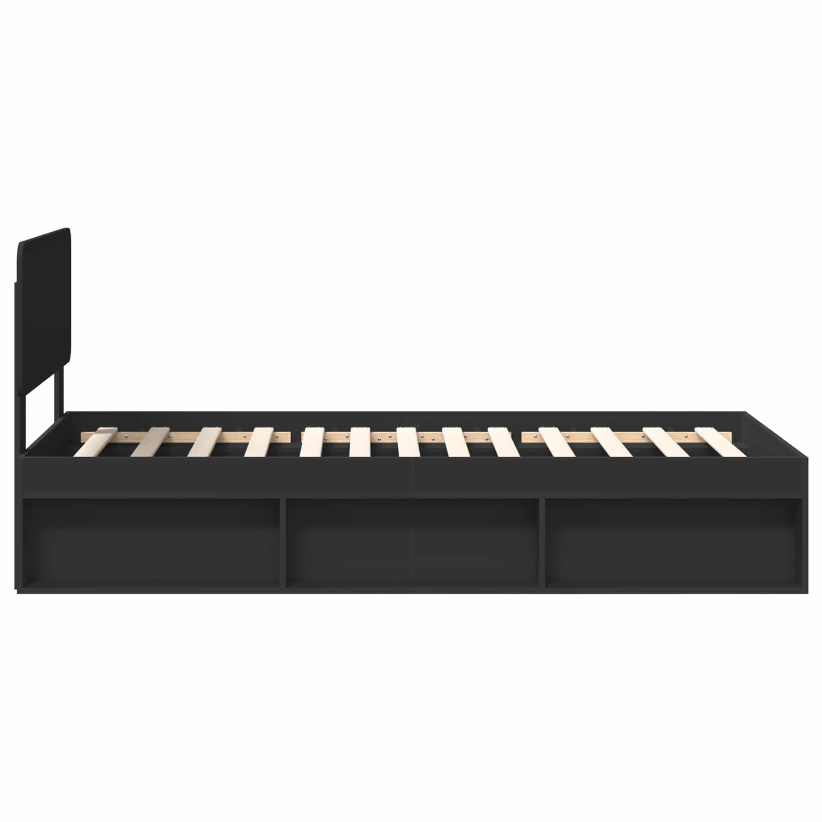 Bettrahmen Schwarz 90 x 190 cm Massives Kiefernholz