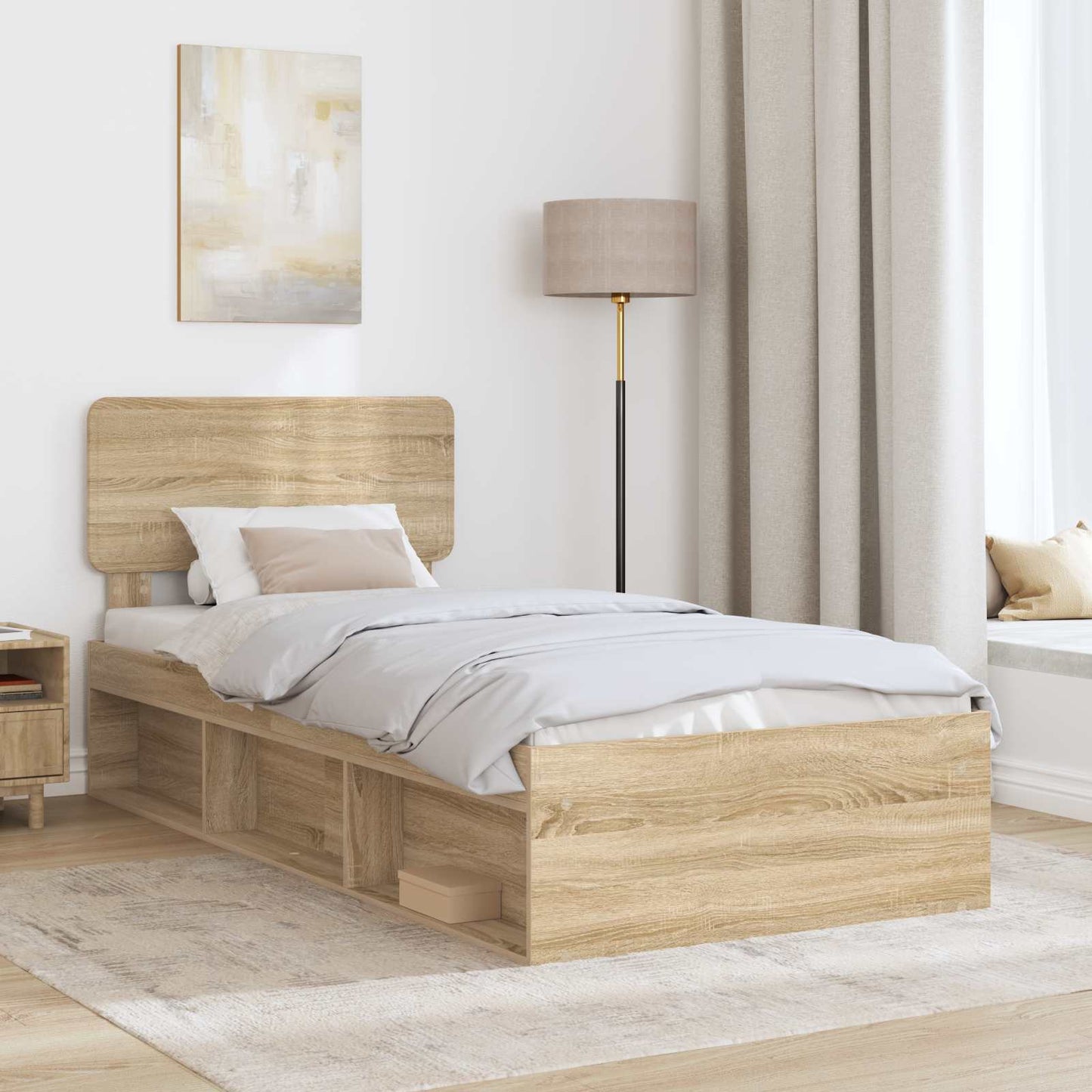 Bettrahmen mit Kopfteil Sonoma 90 x 190 cm Massives Kiefernholz