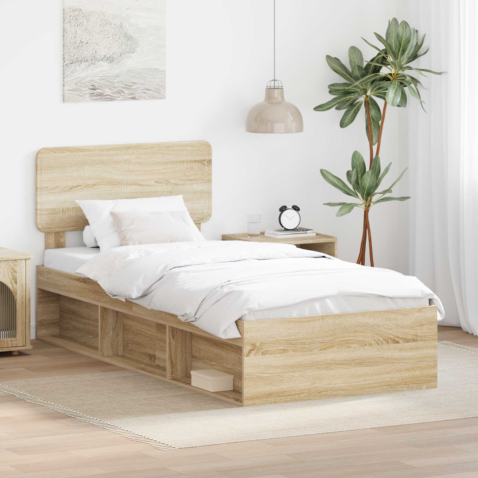 Bettrahmen Sonoma-Eiche 75 x 190 cm Massives Kiefernholz