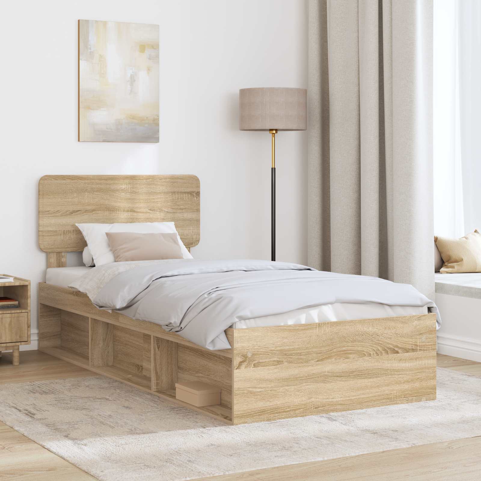 Bettrahmen Sonoma-Eiche 75 x 190 cm Massives Kiefernholz