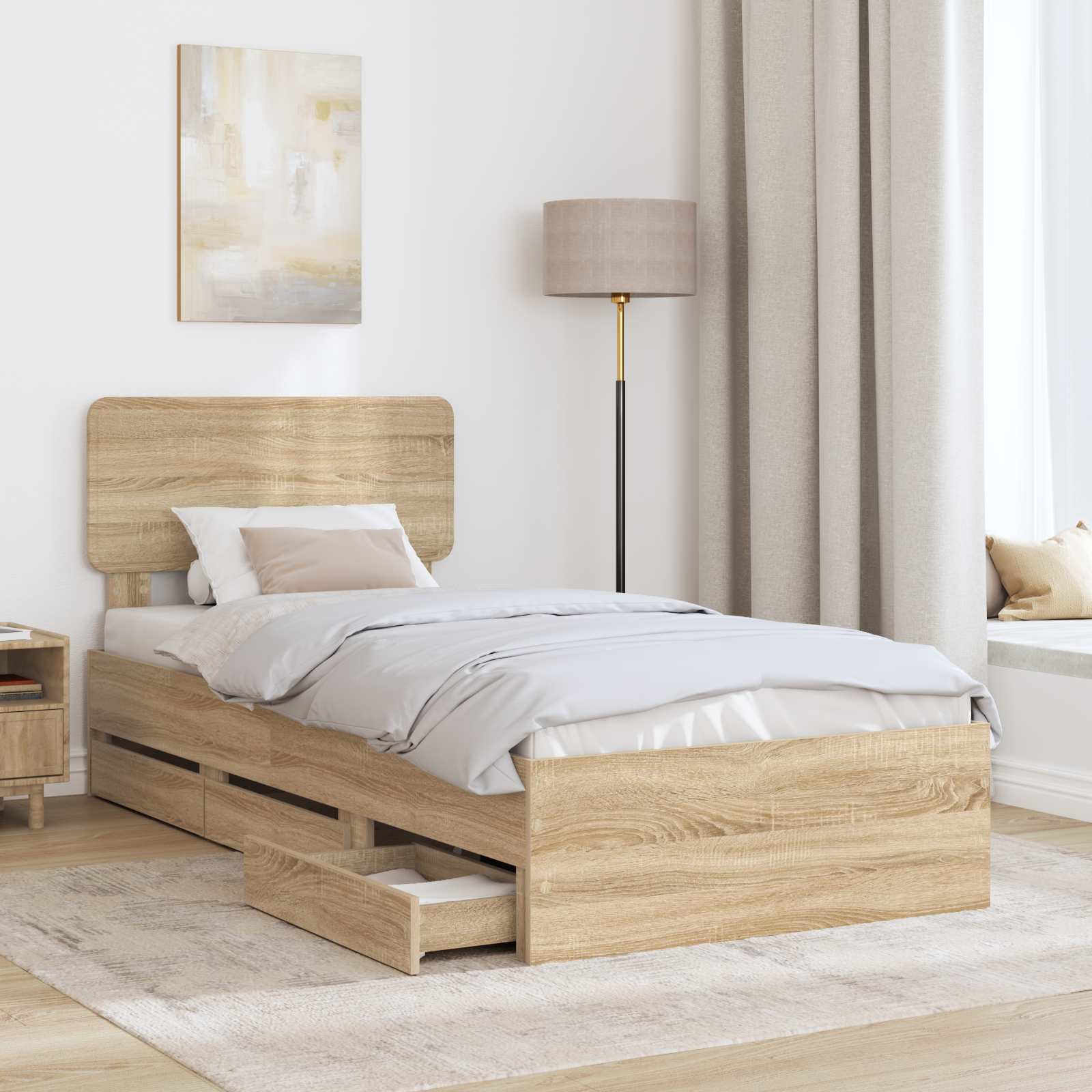 Bettrahmen mit Kopfteil Sonoma-Eiche 75 x 190 cm Holzwerkstoff