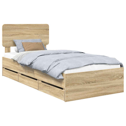 Bettrahmen mit Kopfteil Sonoma-Eiche 75 x 190 cm Holzwerkstoff