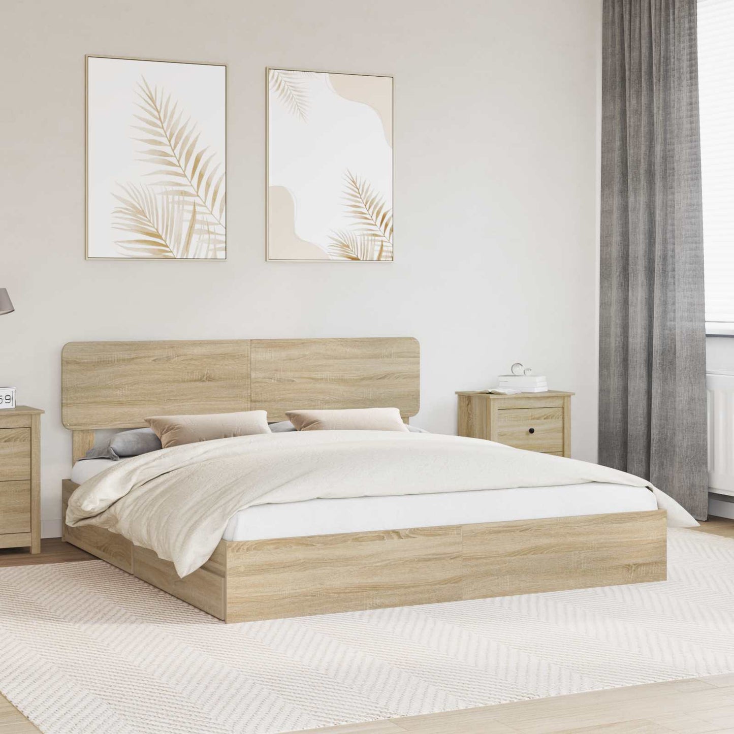 Aufbewahrungsbett Sonoma-Eiche 180 x 200 cm Holzwerkstoff