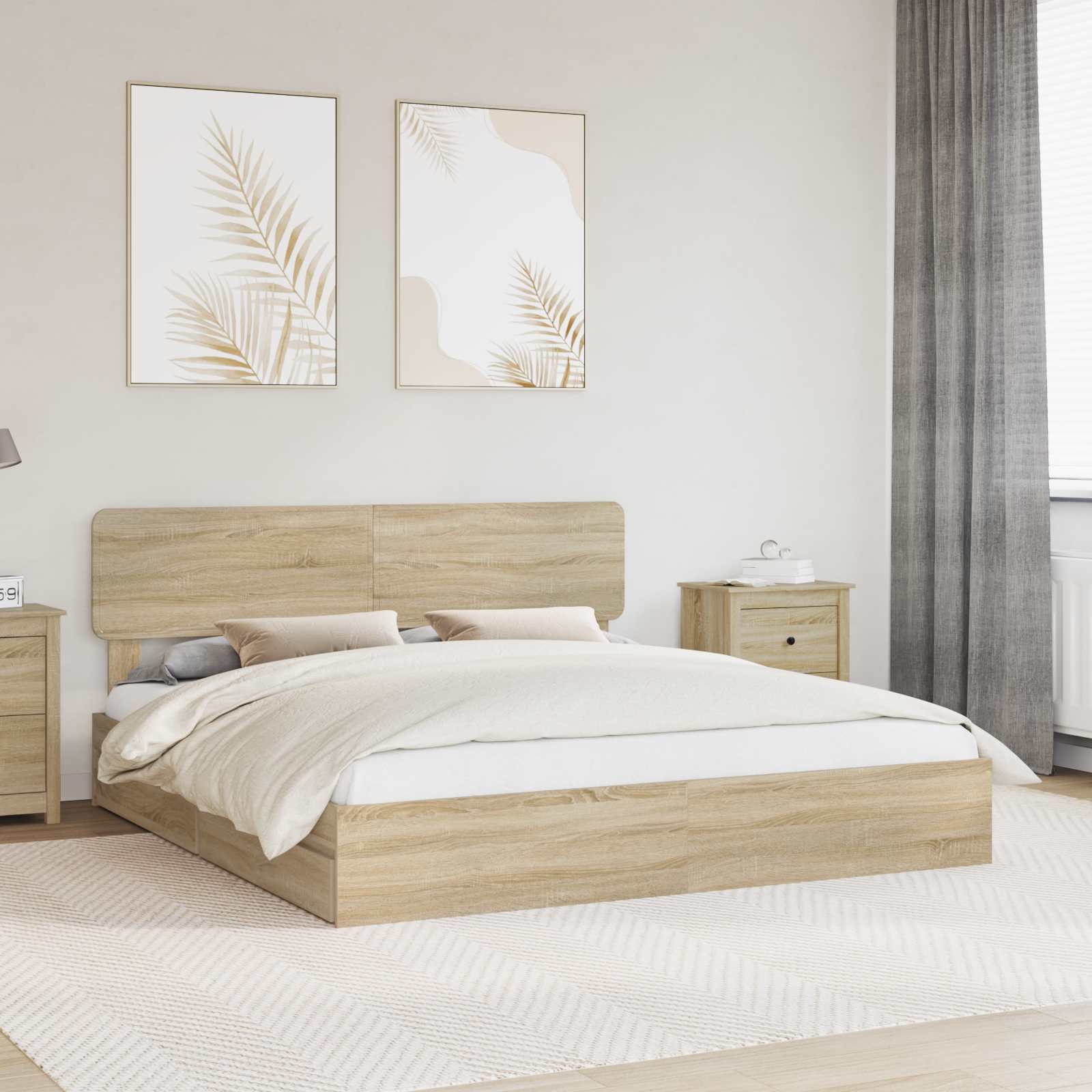 Aufbewahrungsbett Sonoma-Eiche 180 x 200 cm Holzwerkstoff