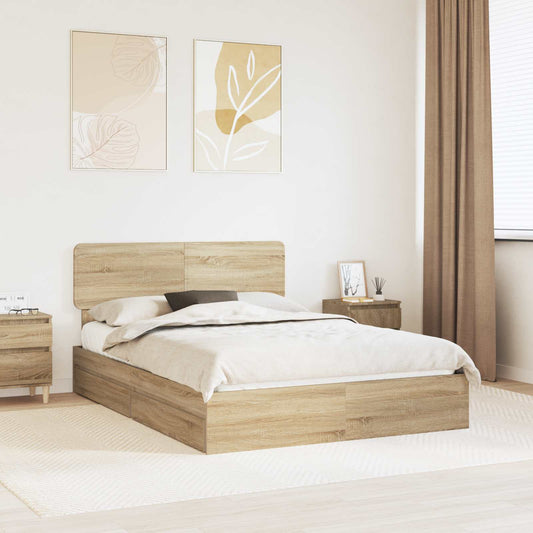 Aufbewahrungsbett Sonoma-Eiche 160 x 200 cm Holzwerkstoff