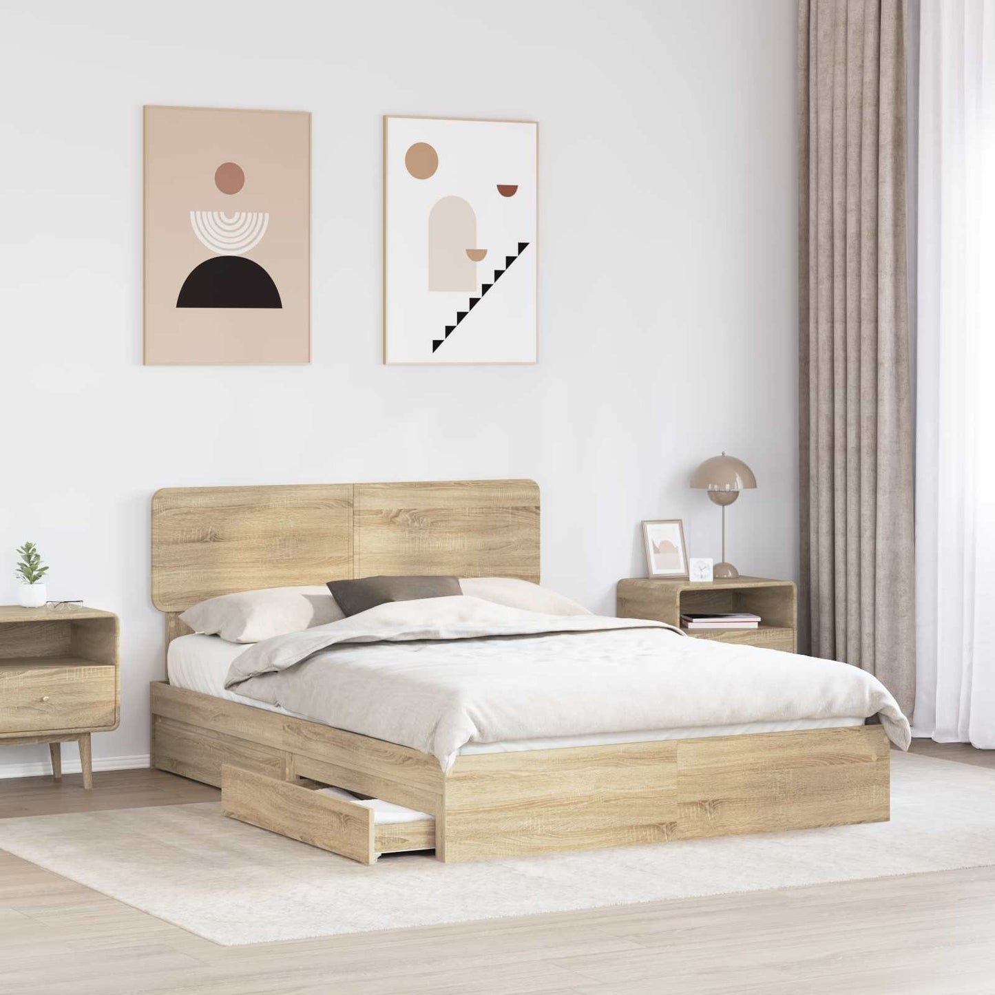 Aufbewahrungsbett Sonoma-Eiche 160 x 200 cm Holzwerkstoff