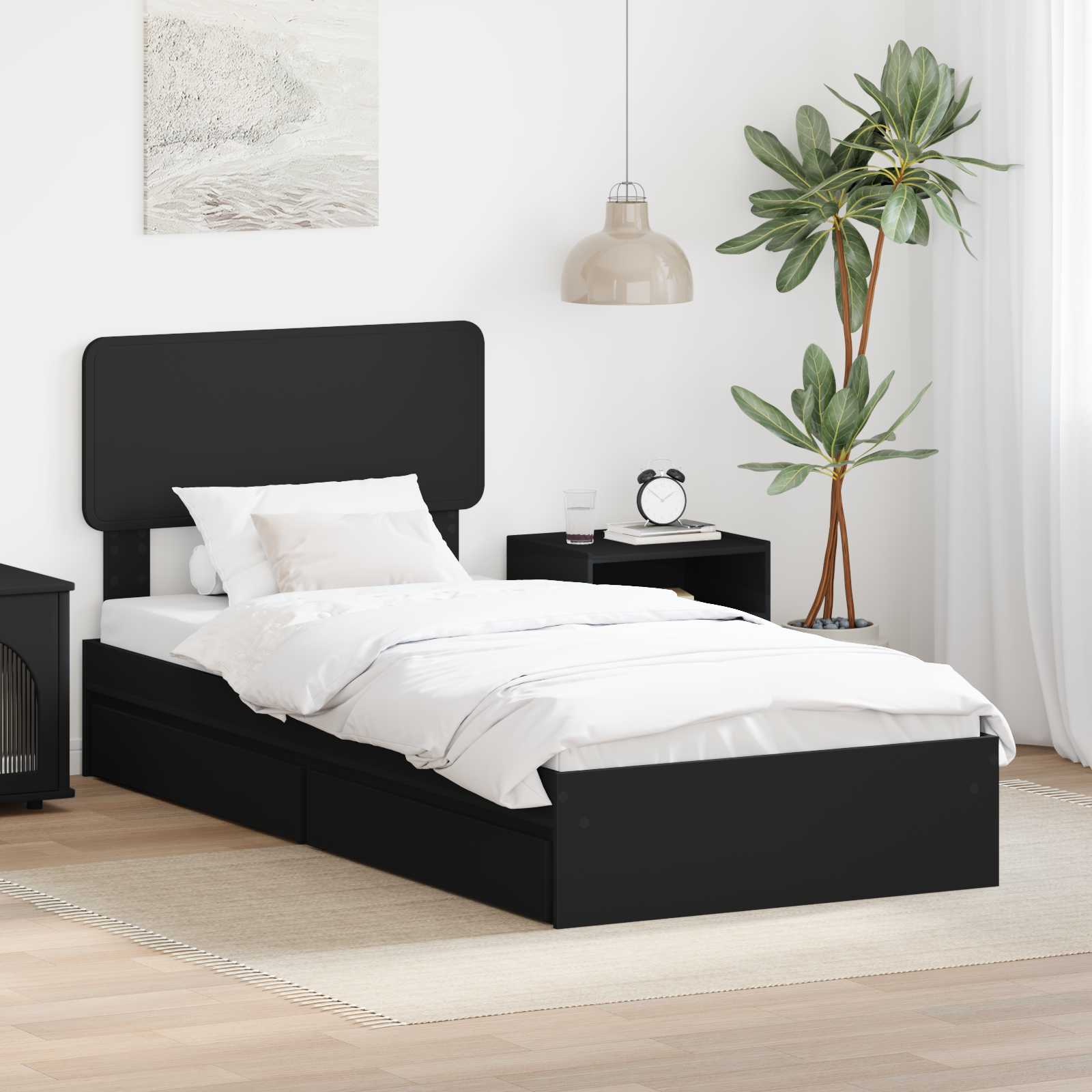 Aufbewahrungsbett Verstellbar Schwarz 90 x 190 cm Holzwerkstoff