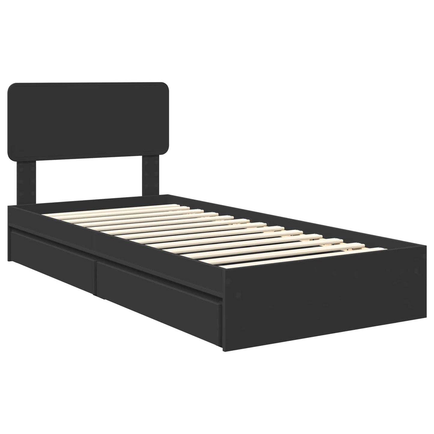 Aufbewahrungsbett Verstellbar Schwarz 90 x 190 cm Holzwerkstoff