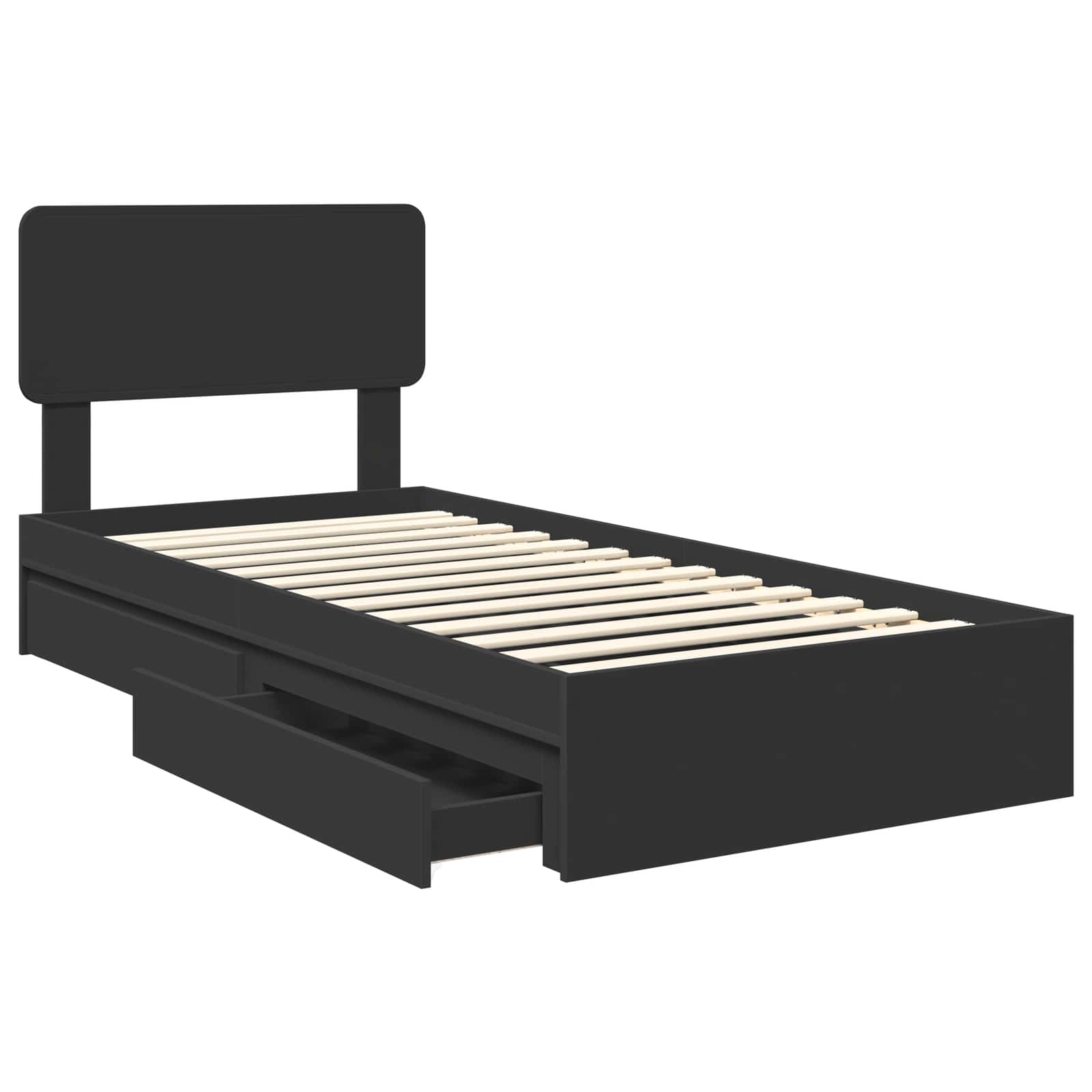 Aufbewahrungsbett Verstellbar Schwarz 90 x 190 cm Holzwerkstoff