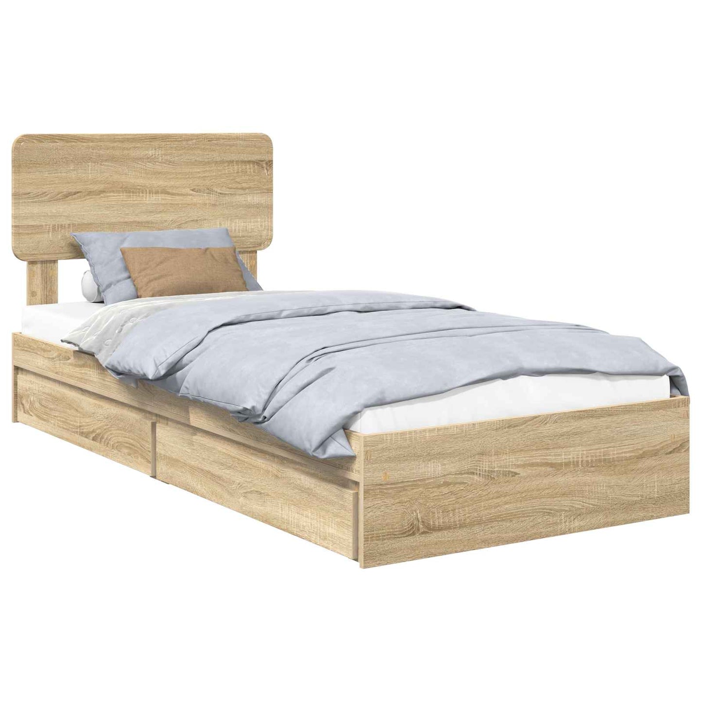 Aufbewahrungsbett Sonoma-Eiche 90 x 190 cm Holzwerkstoff