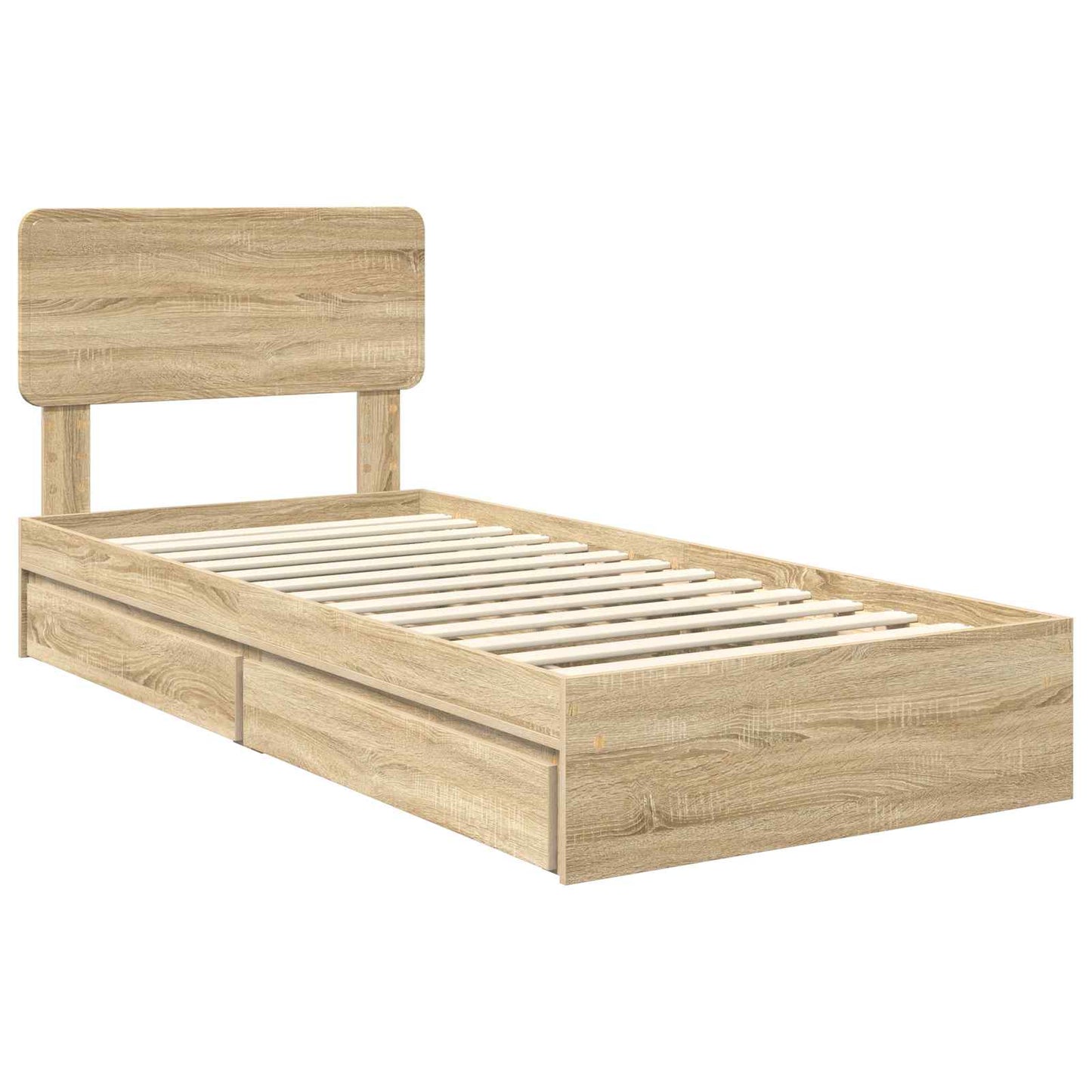 Aufbewahrungsbett Sonoma-Eiche 90 x 190 cm Holzwerkstoff