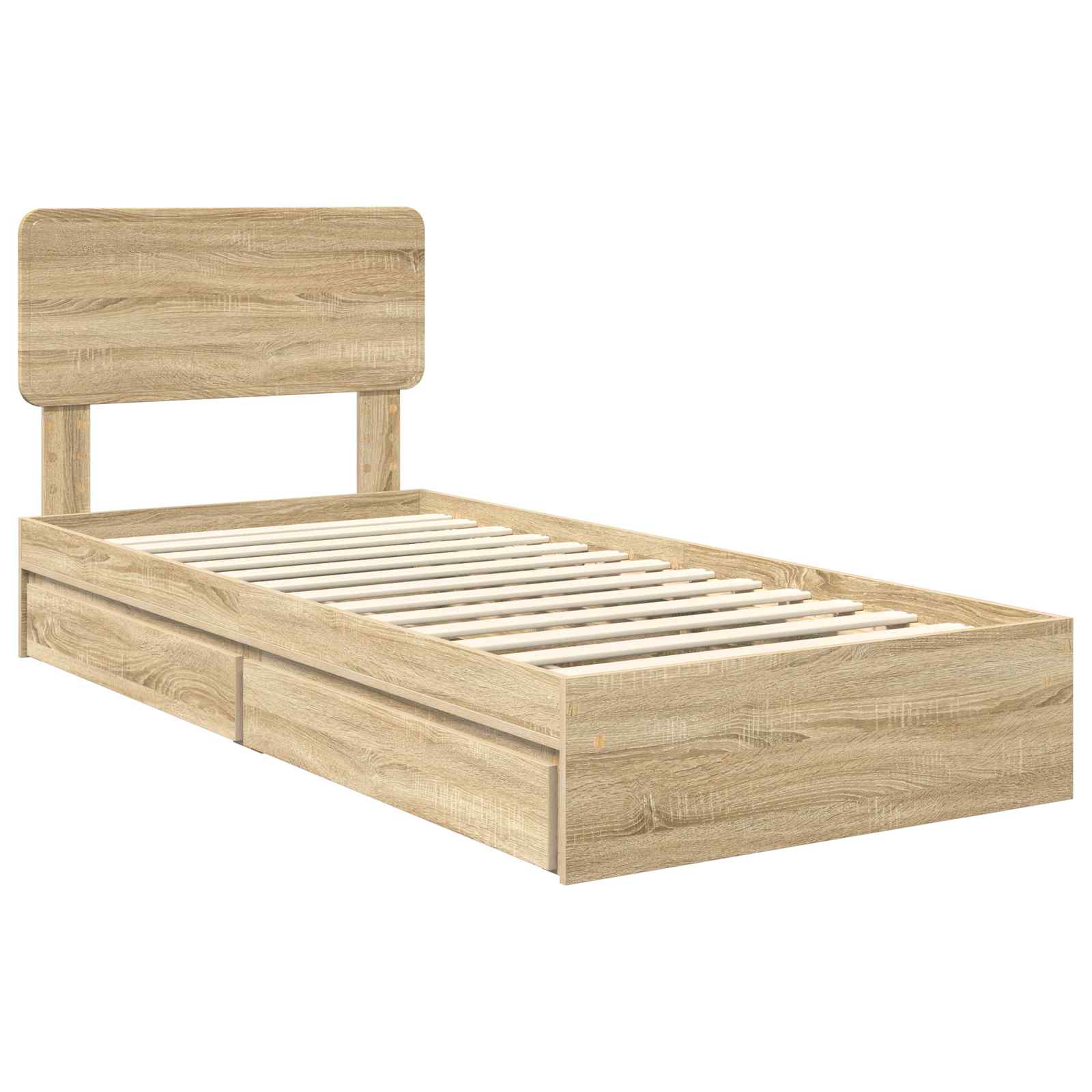 Aufbewahrungsbett Sonoma-Eiche 90 x 190 cm Holzwerkstoff