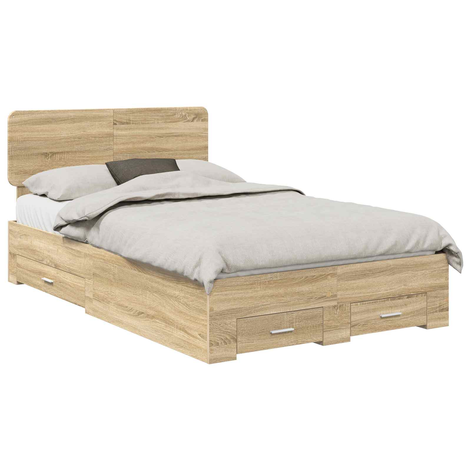 Bettrahmen mit Kopfteil Sonoma-Eiche 135 x 190 cm Holzwerkstoff