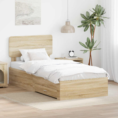 Bettrahmen mit Kopfteil Sonoma-Eiche 75 x 190 cm Holzwerkstoff