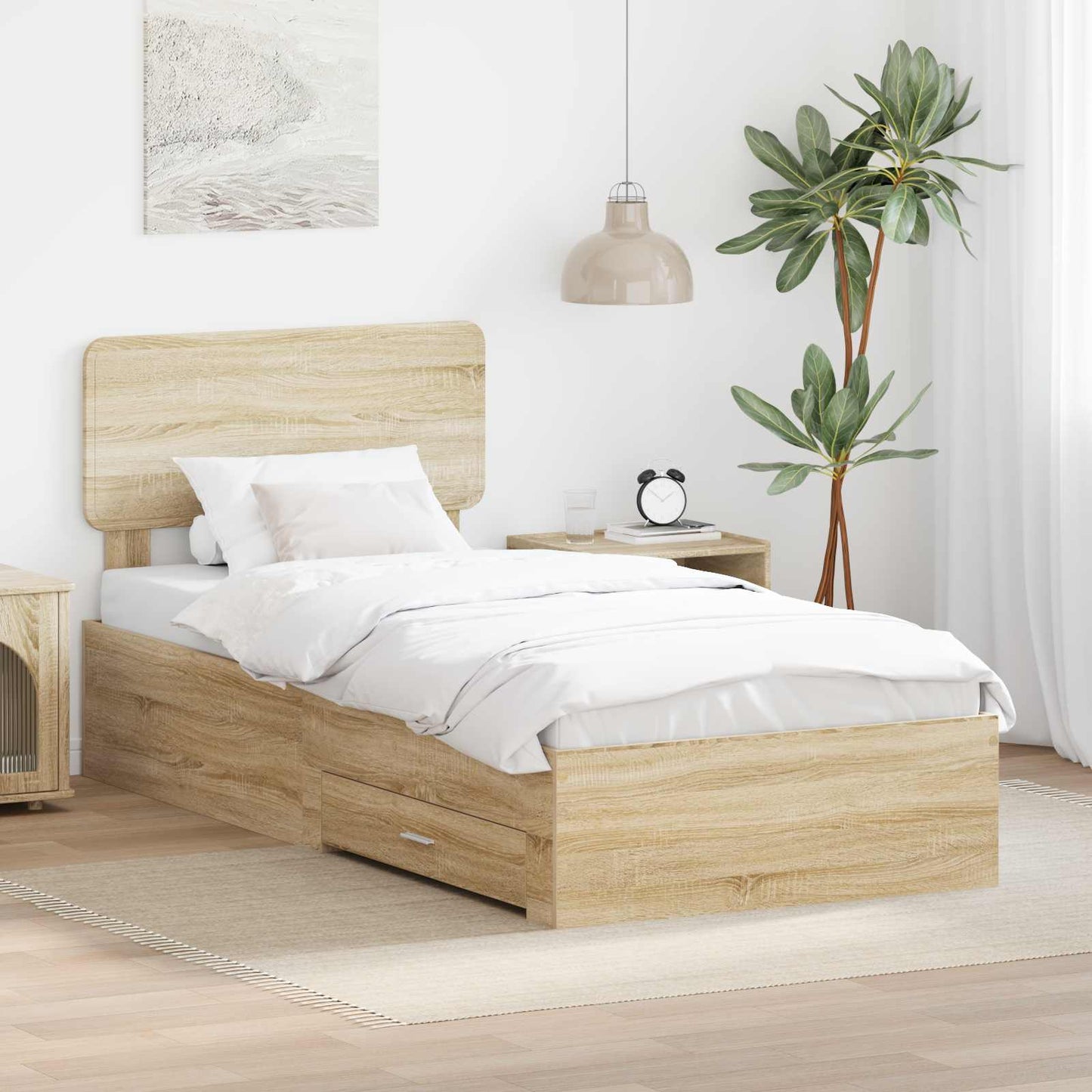 Bettrahmen mit Kopfteil Sonoma-Eiche 75 x 190 cm Holzwerkstoff
