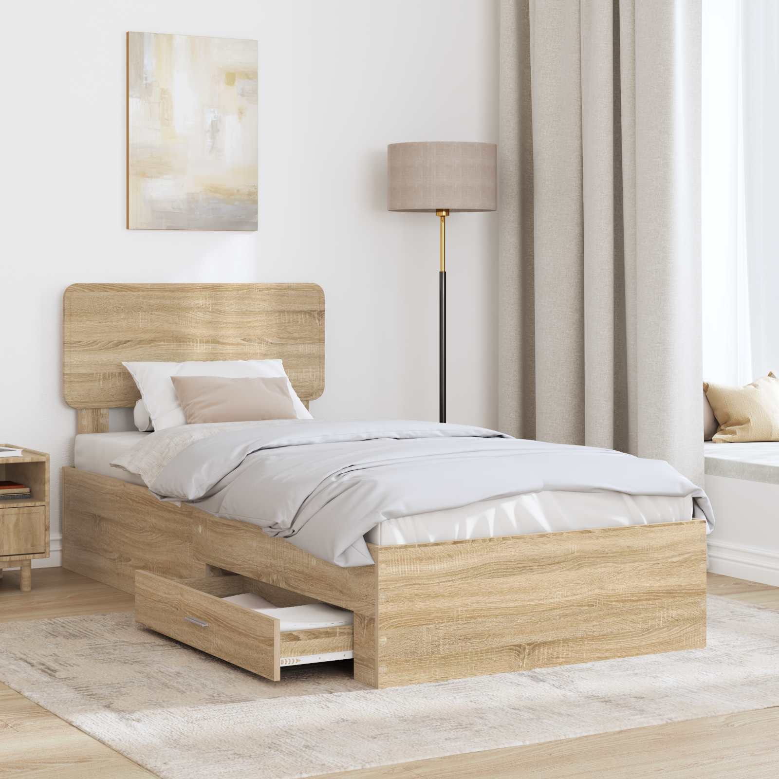 Bettrahmen mit Kopfteil Sonoma-Eiche 75 x 190 cm Holzwerkstoff