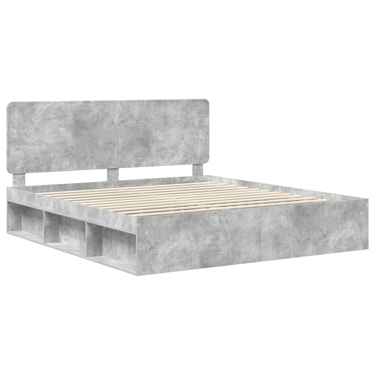 Bettrahmen Betongrau 180 x 200 cm Massives Kiefernholz