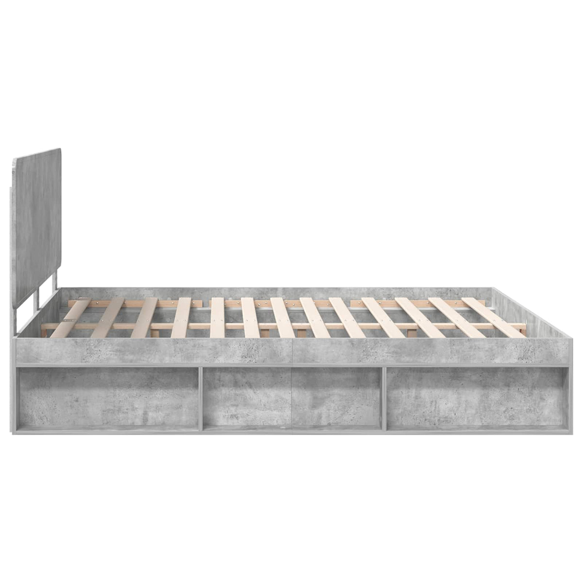 Bettrahmen Betongrau 180 x 200 cm Massives Kiefernholz