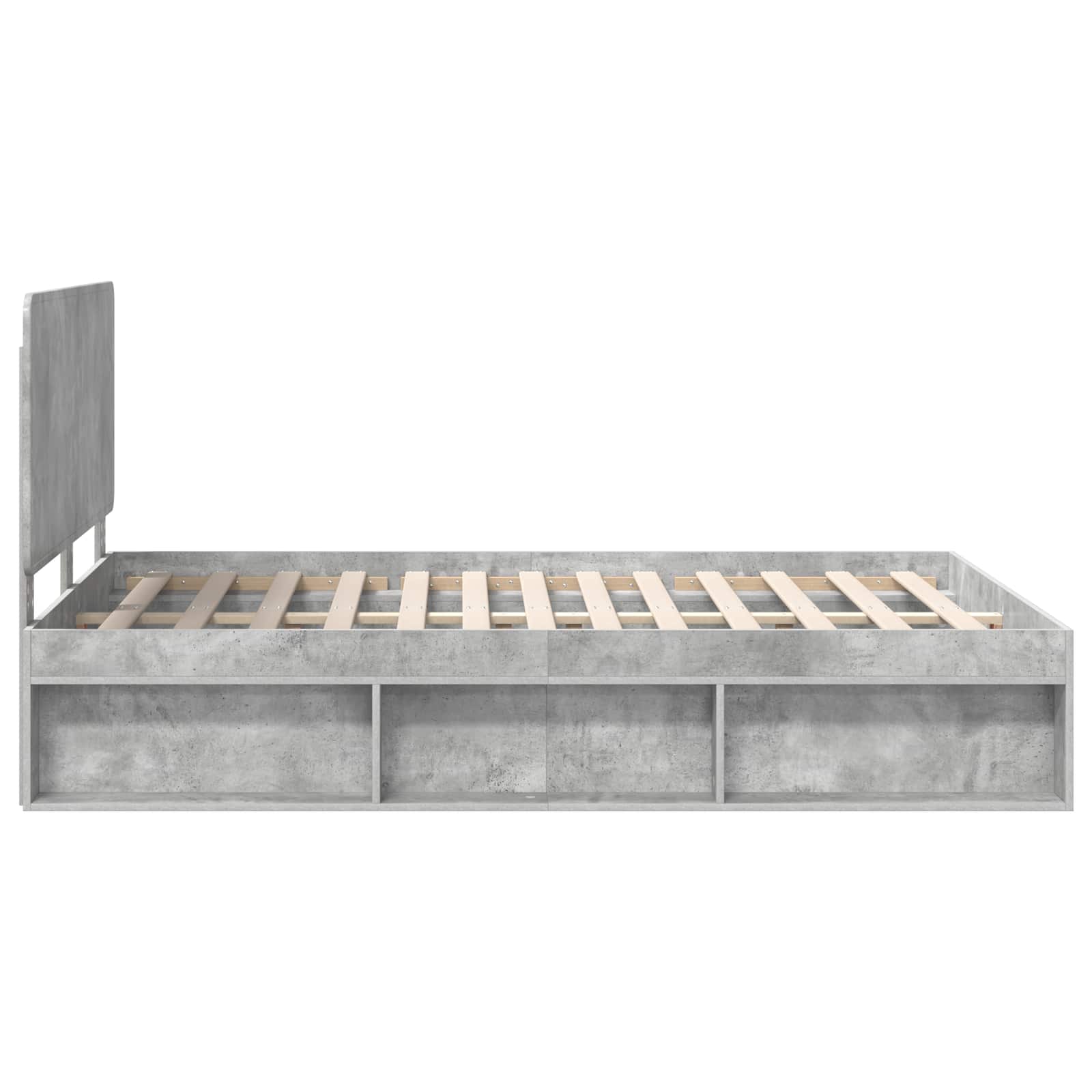 Bettrahmen mit Kopfteil Beton 160 x 200 cm Massives Kiefernholz